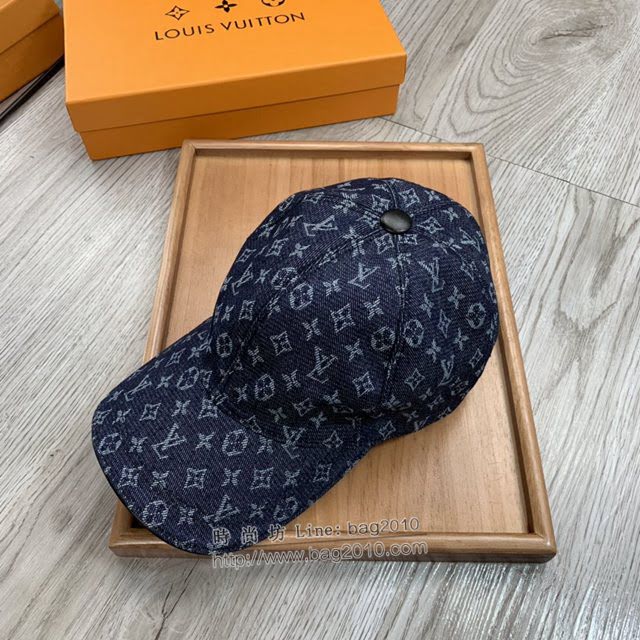 LV男女同款帽子 路易威登水洗做舊牛仔小字棒球帽鴨舌帽  mm1760